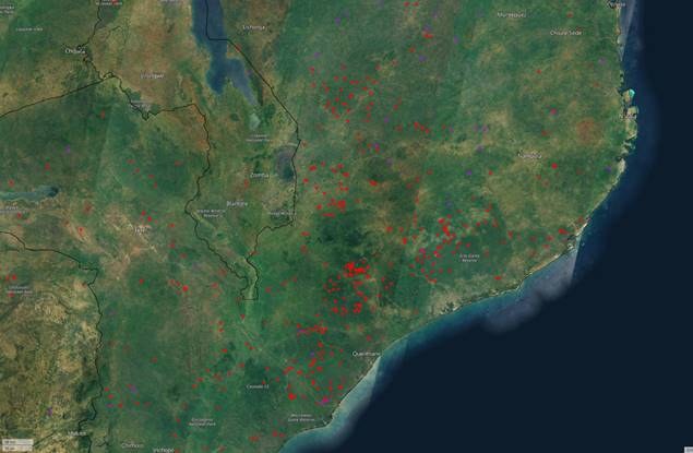 Figure 9 Active Fires in Mozambique and neighboring areas, data by MODIS, 21 - 22 September 2022, based on the GWIS..jpg